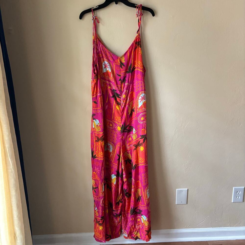 Old Navy Sleeveless Wide-Leg Jumpsuit Pink Tropical Beachy Size 3X - Picture 7 of 13